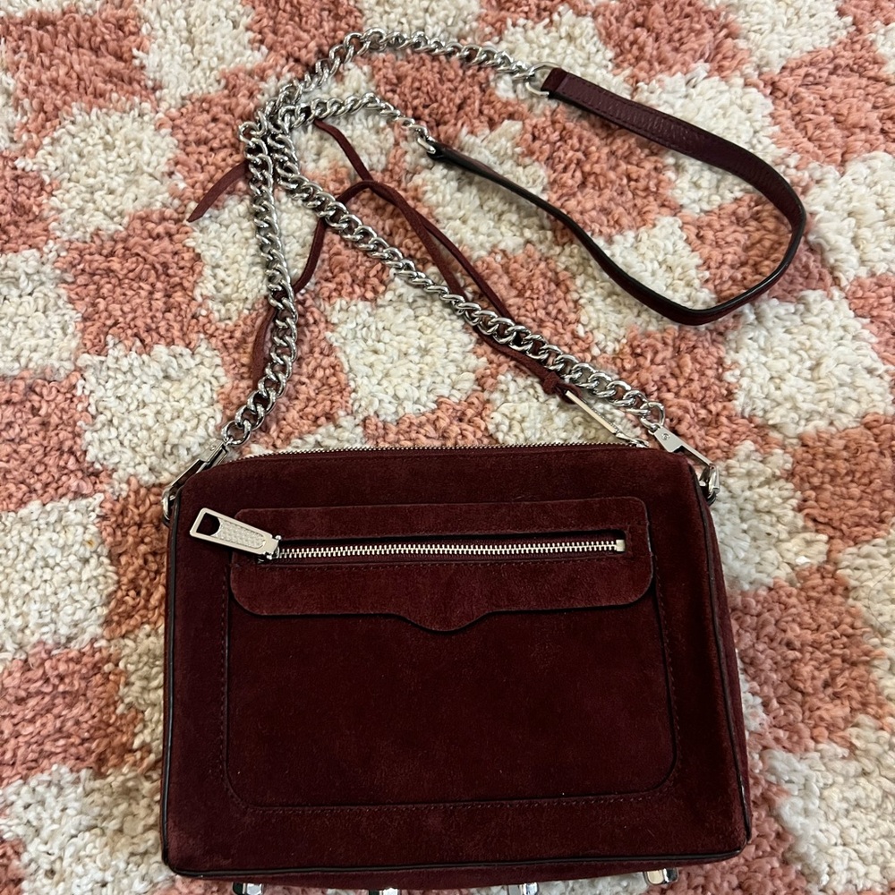 Rebecca Minkoff Avery Crossbody Bag Burgundy Suede